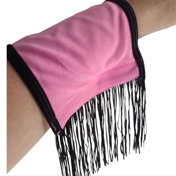 Sexy Sheriff Pink and Black Fringe Cowgirl Adult fun Cosplay Party Costume O/S - Picture 7 of 10